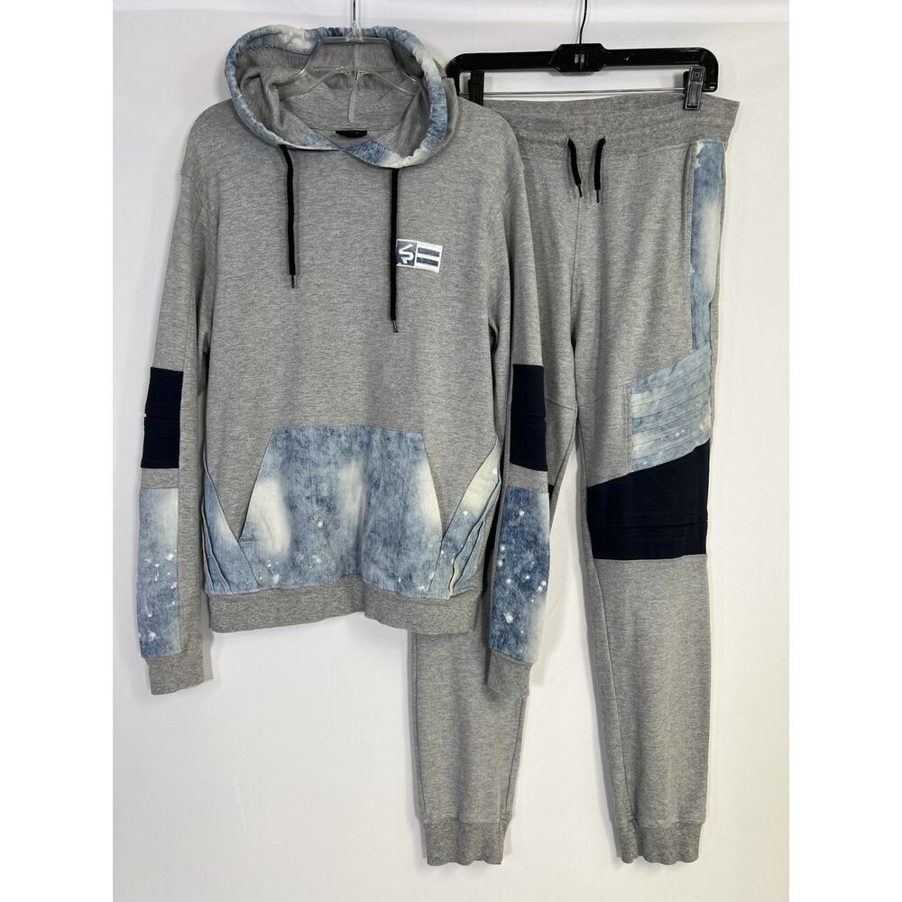 Vintage Y2K South Pole Sweatsuit Mens M Light Gray Track Suit Zip Jacket Pants